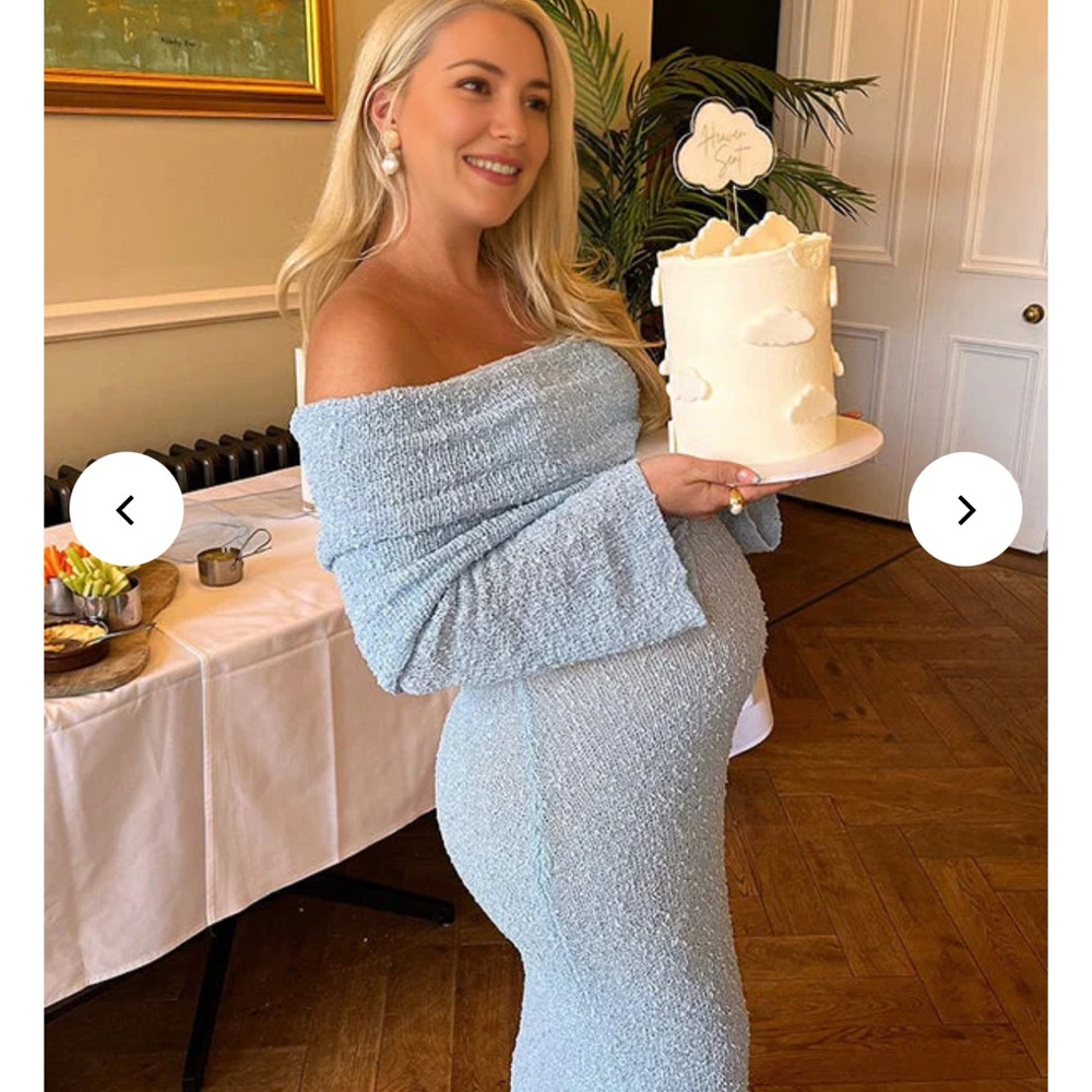 Maternity Elegant Light Blue Knit Dress